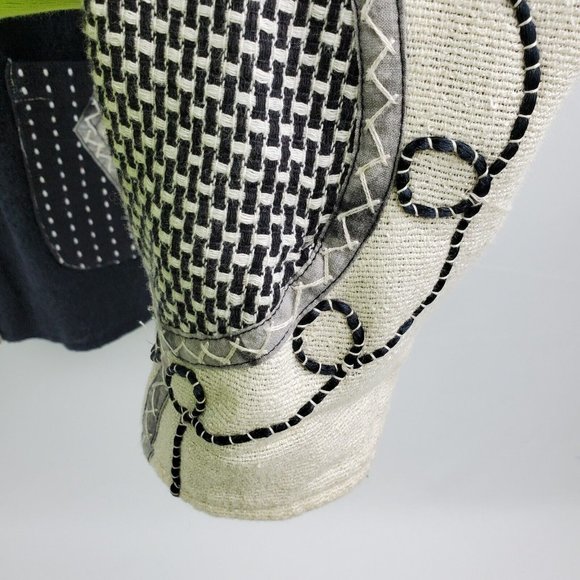 Parsley & Sage Womens Blazer Jacket Lining Button Down Black Cream Small Cotton - Picture 5 of 7